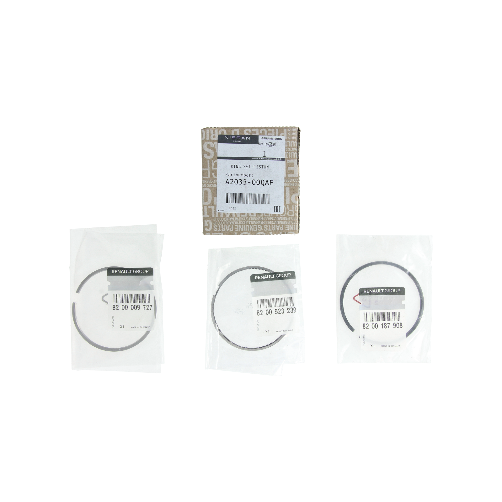 Pístních Kroužků Originál k Kompletní A203300QAF 7701476895 Renault Nissan main product photo