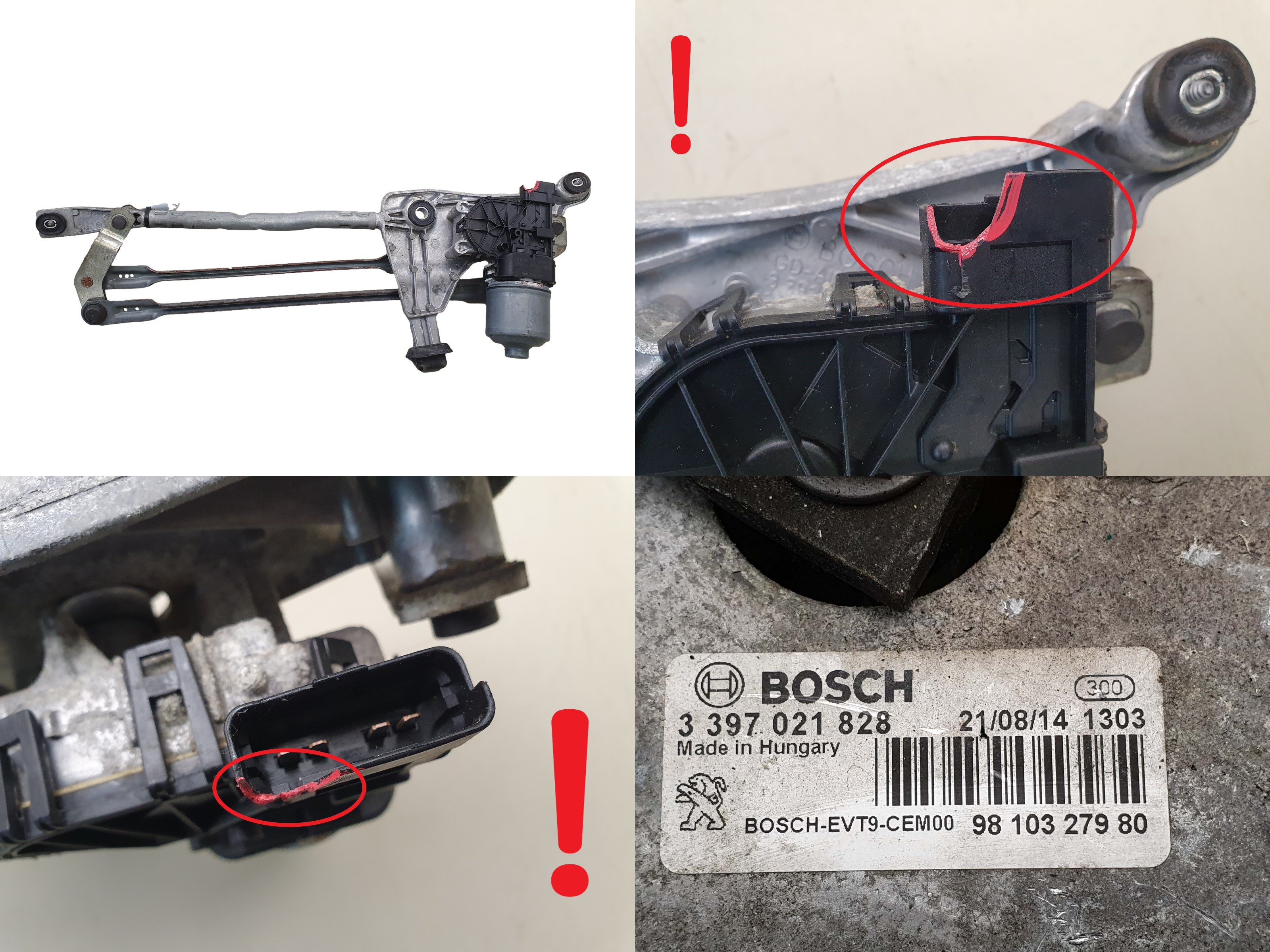 Mechanizmus Stěračů Peugeot 308 2 9810327980 0390241587 Bosch 1317 main product photo