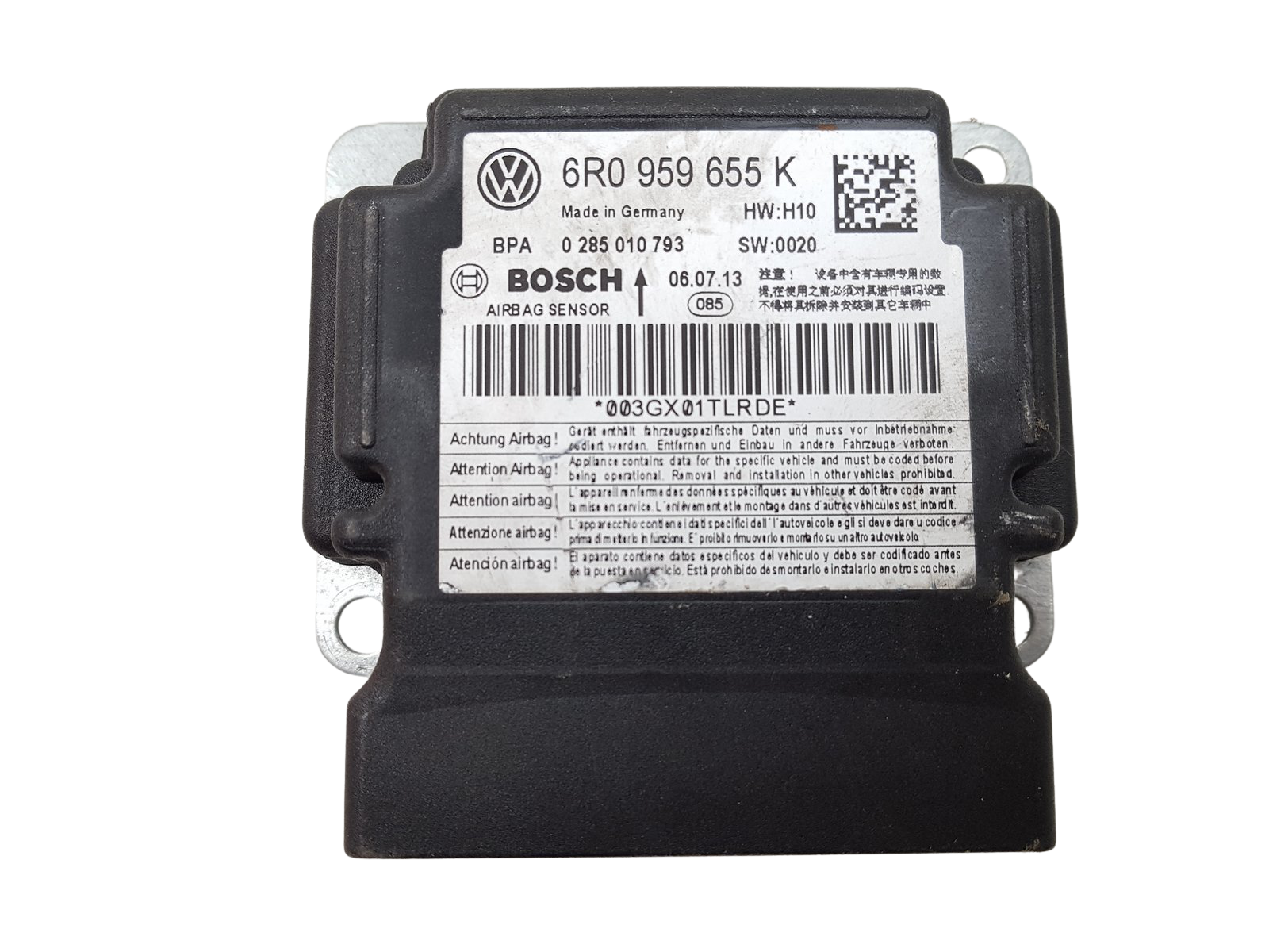 Blok Ovladačů Airbag VWAG 6R0959655K 0285010793 Bosch main product photo